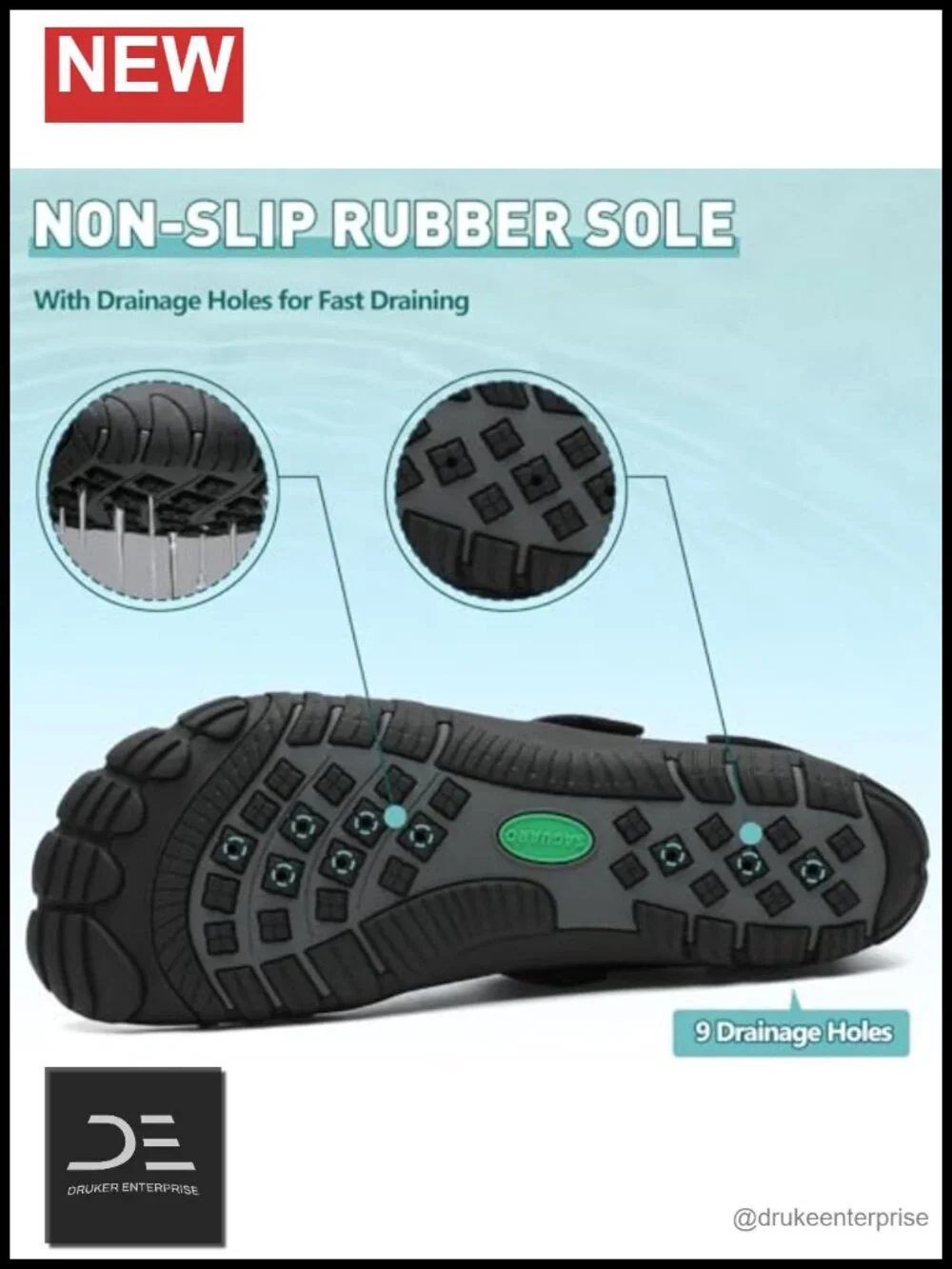 Unisex Barefoot Water Shoes Quick-Drying Non-Slip Hook & Loop